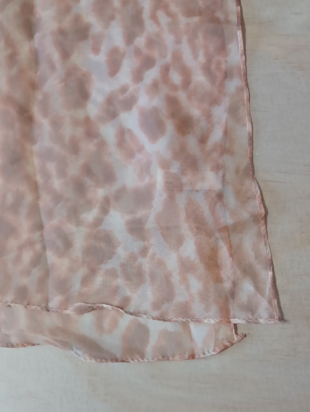 Connection18 Sheer Pink Peach Animal Print Scarf Shawl 74×23 Chiffon Leopard - Picture 6 of 10